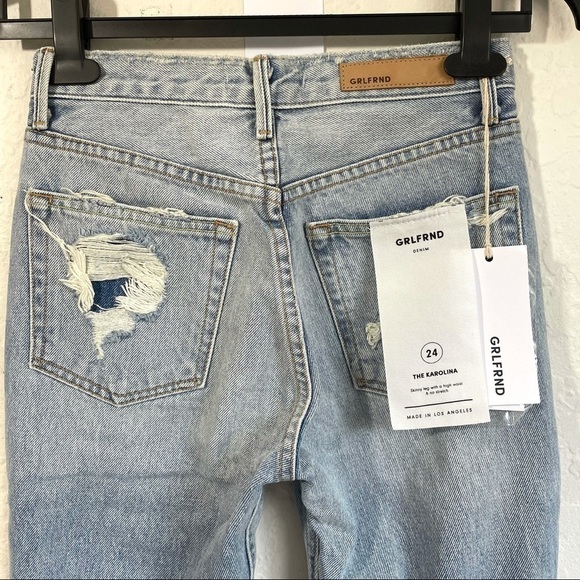 GRLFRND Karolina Distressed High Rise Skinny Ripped Cotton Jean NEW - Picture 11 of 15